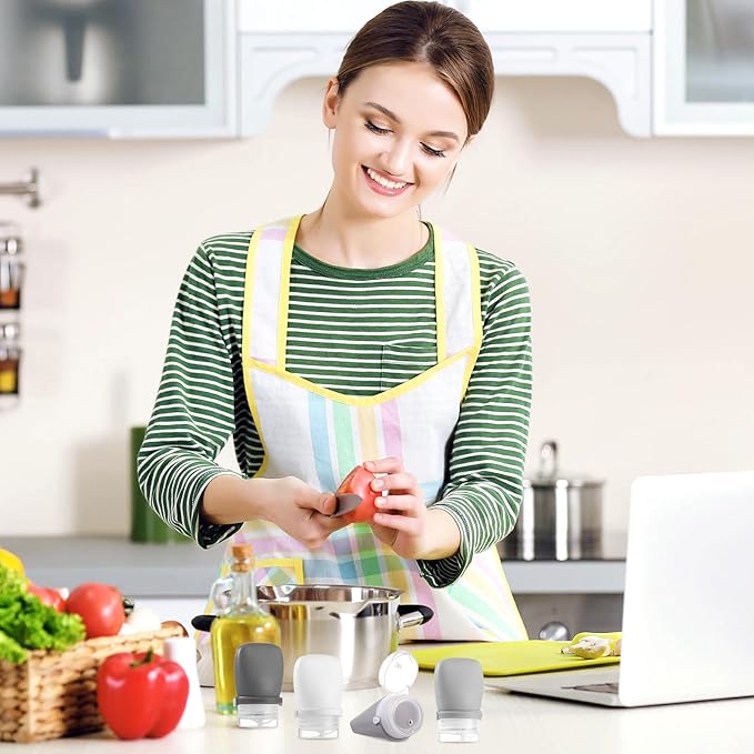 RONRONS 4 Pack 1oz TSA Approved Leakproof Silicone Travel Squeeze Bottles for Toiletries, Shampoo, Salad Dressing, Travel Essentials