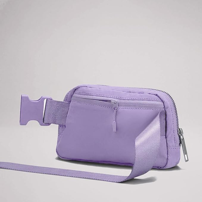 YOSHUYUKI Cross Body Fanny Packs for Women Fashion Waist Bag Pouch Nylon Small Travel Crossbody Bags Mini Purse Everywhere Belt Bag Bum Bag Adjustable Strap for Workout Running Hiking Lavender Fog