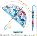 MRTLLOA Kids Clear Bubble Umbrella with an Easy Grip Curved Handle, Safety Transparent Dome Bubble Umbrella for Toddler Boys Girls