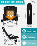 KingCamp Low Beach Chair, High Back Folding Camping Chair for Adults, Oversized Breathable Mesh Seat, 300lbs Heavy Duty Portable Chair with Cup Holder & Storage Pockets for Beach, Outdoor
