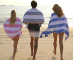 HENBAY Cotton Oversized Beach Towel - Large 70 x 35 Inch Pool Towel, Rose Red Striped Quick Dry Swimming Cabana Towel
