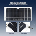 Solar Panel Charger for Cell Phones, 6W Portable & Flexible, Outdoor USB Charger, 11.8 X 5.7 X 1.2 in, Carabiners Included for Camping & Hiking Activities