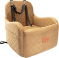 Lealchum Dog Booster Car Seat for Small/Medium Dogs,Ultra Soft Fabric Filling Memory Foam,Fully Detachable and Washable,Anti-Slip Base,3 Straps Easy to Install(Coffee,Medium)