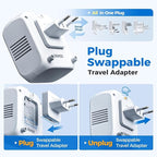 Upgraded 2000W Voltage Converter US to Europe for Hair Dryer - 220V to 110V Converter for European Travel, Power Converter Adapter Combo with 2 PD/QC & UK/AU/US/IT/European Travel Plug Adapters