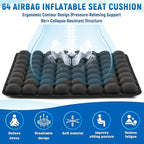 2 Pack Inflatable Travel Seat Cushion with Air Pump Storage Bags 64 Bubbles Upgrade Ergonomic Pressure Relief Airplane Seat Cushion for Long Flights Office Car Portable Lightweight Comfort Cushions