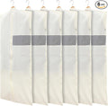 Aliceset 6 Pcs 24 x 50 Inches Cotton Garment Bags for Hanging Clothes, Canvas Suit Bags for Clothes Coats Jackets Shirts Closet Storage Travel Gusseted Hanging Garment Cover