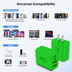 USB C Charger Block, 2 Pack 40W 4-Port iPhone Charger Fast Charging Multiport PD 3.0 & QC 4.0 Double Quick Charge, Compatible with iPhone 17/16/15/14/13/12/11，Pro Max，iPad, Samsung (2, Dark Green)