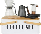 SOTECH Pour Over Coffee Maker Set Coffee Kettle Scale Server Dripping Cup Bean Grinder Filter Paper Ceramic Cup ALL in 1 Great Portable Metal Box for Traveling Excellent Coffee Gift