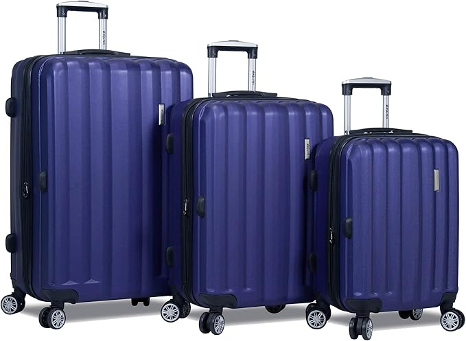 Dejuno Camden New Generation Hardside 3-Piece Expandable Spinner Luggage Set, Navy