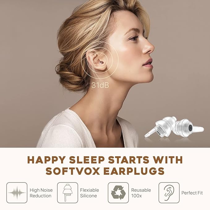 Small Ear Plugs 2 Pairs, Soft Silicone Noise Reduction Earplugs for Adults Kids 12+, Sound Blocking Earbuds for Sleeping, Snoring, Work, Concerts, Music,Travel,Motorcycle