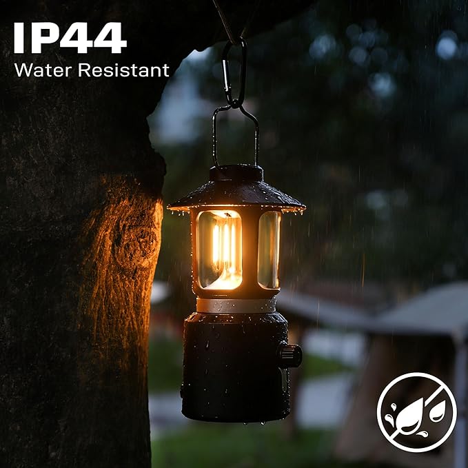 Camping Lantern Rechargeable, Telescopic 8000mAh Retro Waterproof Camping Light, Electric Lanterns for Power Outages, Vintage Hurricane Lamp for Tent Outdoor Patio RV Fishing