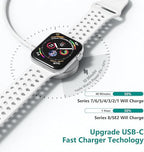 Upgraded Apple Watch Charger, Magnetic Fast Charger, USB C Charger Block Plug Adapter with 6FT iWatch Portable Wireless Fast Charging Cable Cord for iWatch Series Ultra/9/8/7/6/SE/SE2/5/4/3