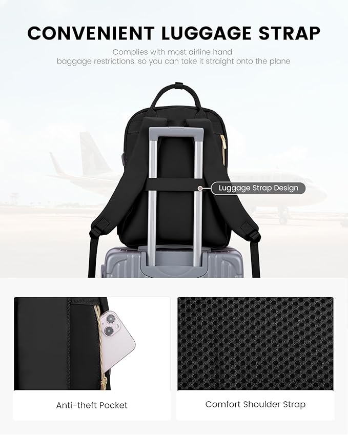 LOVEVOOK Laptop Backpack Purse for Women, 15.6" Laptop Bag for Travel with USB Port, Water Resistant Lightweight Daypacks for College Work Business, Nurse Teacher Computer Backpacks