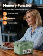 EAST OAK Heated Lunch Box for Men, Electric Lunch Box for Adults, 5.5 Cups Cordless Portable Food Warmer, Rechargeable Self Heating Food Heater with Memory Function, Automatic Keep Warm(Green)