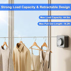 Retractable Clothesline Indoor & Outdoor, 16.2 Ft Non-Sagging Stainless Steel Laundry Washing Line with Wall Mounted Heavy Duty Design, Space-Saving Clothing Drying Rack (1, Gray)