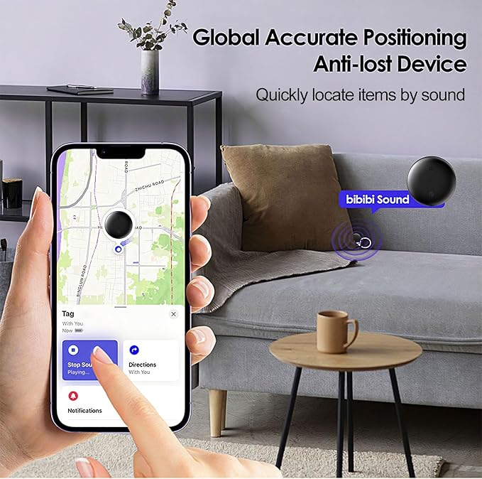 GPS Tracker for Vehicles No Subscription, Car Tracker Tag for Android & iOS, Bluetooth Tracker Device Compatible with Apple Find My & Google's Find Hub for Key, Luggage Wallet Kid Pet (2-Pack)