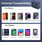 USB C Wall Fast Charger Block, 40W 4-Port Type C Charger Fast Charging Blocks PD Power Charger Adapter+QC 3.0 USB Multiport Charger Brick for Phone 17/16/15/14/13/12 Pro Max, Pad, GalaxyS25-Navy Blue