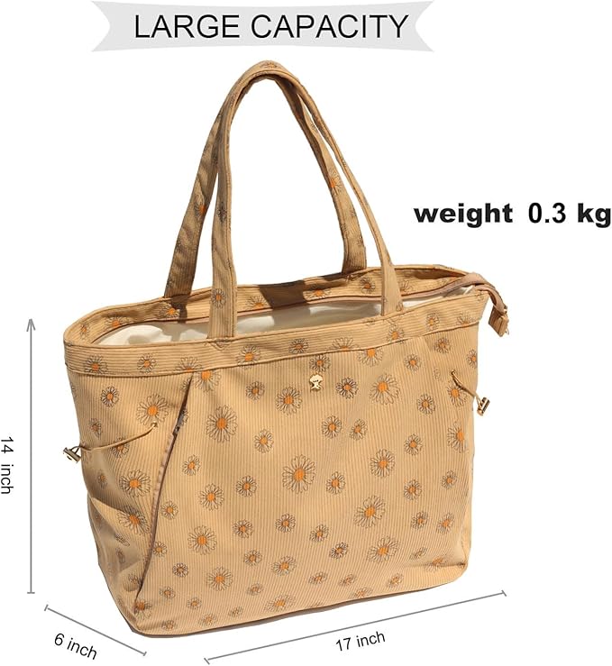 ESVAN Corduroy Yoga Tote Bag Gifts for Women Drawstring Yoga Mat Bag for Office Workout Travel Carryall Pilates Gym