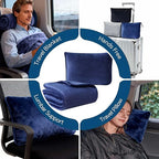 Travel Blanket and Pillow - Premium Soft 2 in 1 Airplane Compact with Soft Bag Pillowcase, Plane Blanket Compact Packable, Travel Essentials Accessories for Plane and Car, 60x80 Navy