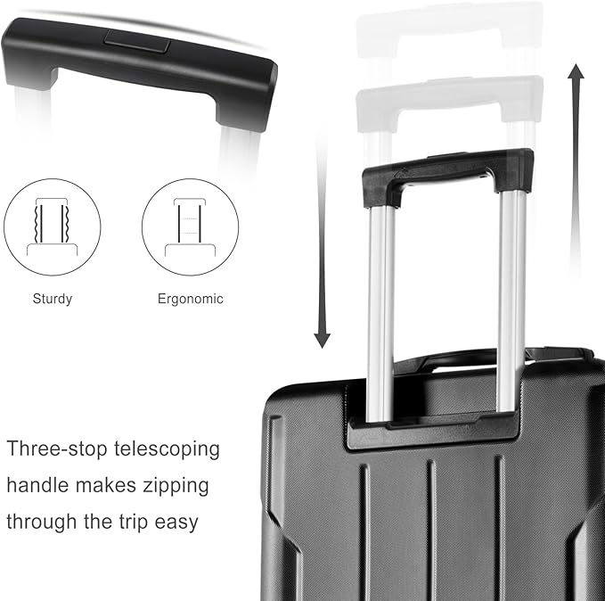 2 Piece Luggage Set, Hardside Suitcase with Spinner Wheels, TSA Lock & Expandable Hard Shell, Carry on and Checked Luggage for Travel, Maletas de Viaje for Men & Women (Black, 20+28Inch)