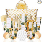 Gift Baskets for Women, Spa Gifts for Women, 15pcs Vanilla Bath Sets with Bath Bomb, Body Lotion, Mothers Day Gifts for Mom, Birthday Gifts for Her