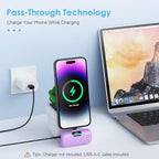 Feob Small Portable Charger for iPhone,Upgraded 5000mAh PD Fast Charging Power Bank,Mini Battery Pack Backup Charger Compatible with iPhone 14/14 Pro Max/13/13 Pro/12 Pro/11/XS/XR/X/8/7/6-Purple
