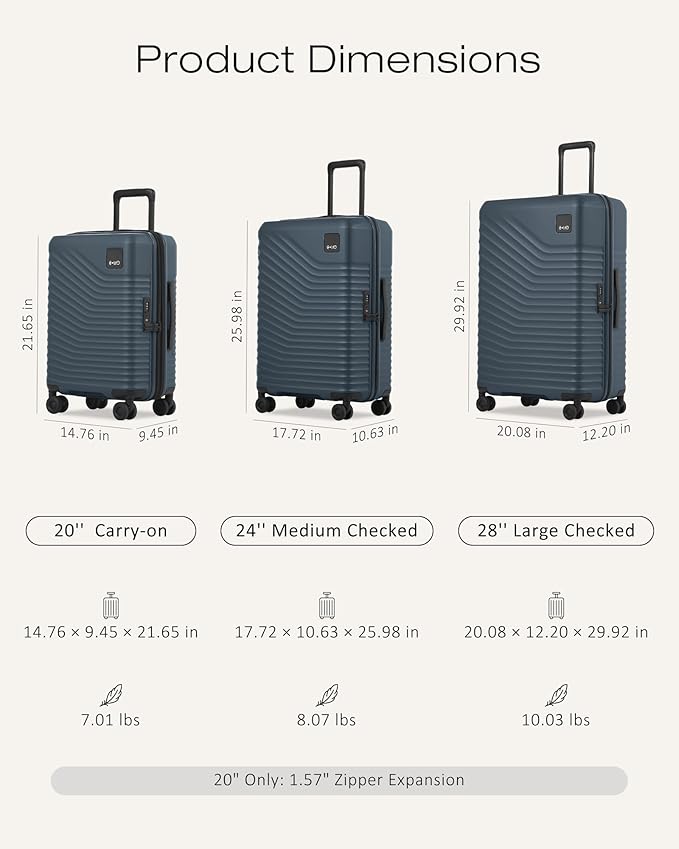 Coolife Luggage 3 Piece Set Hardside Upgraded Durable PC Lightweight Travel Suitcases with Dual Spinner Wheels & TSA Lock, 20'' Expandable Only (Navy, 3-Piece Set (20/24/28))