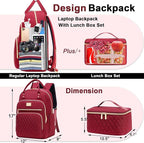 Weitars Lunch Backpack for Women,15.6 Inch Laptop Backpacks Travel Backpack for Women,Work Back pack,Teacher Nurse Back pack Insulated Lunchbox Backpacks