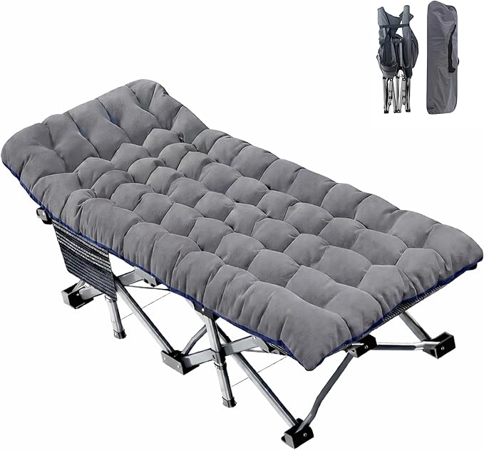 ABORON XXL Camping Cot for Adults, Oversized 78"×32" Folding Camping Bed, 900LBS Heavy Duty Outdoor Sleeping Cot with Mattress Pad, 1200D Oxford, Portable with Carry Bag