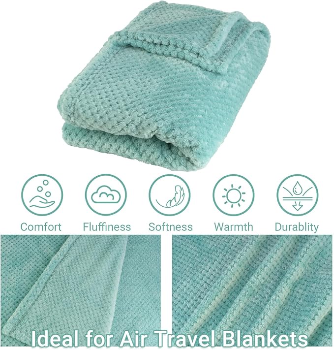 Compact Travel Blanket for Airplane, Premium Soft 2-in-1 Blanket with Pillowcase and Carry Bag, Lightweight Travel Essentials with Luggage Sleeve and Backpack Clip, Mint Green