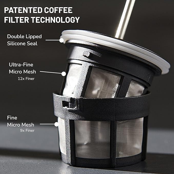 ESPRO Go P0 Ultralight French Press Coffee Maker for Travel, Vacuum Insulated Stainless Steel, 16 Ounces, Brushed Stainless Steel