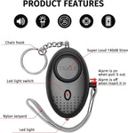 Personal Alarm for Women 140DB Emergency Self-Defense Security Alarm Keychain with LED Light for Women Kids and Elders-2 Pack (Black & White)