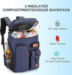 BAGPARKK Insulated Cooler Backpack,33/45 Cans Multifunctional Double Deck Leakproof Cooler Bag with Sternum Strap,Large Capacity Lightweight Travel Camping Beach Backpack