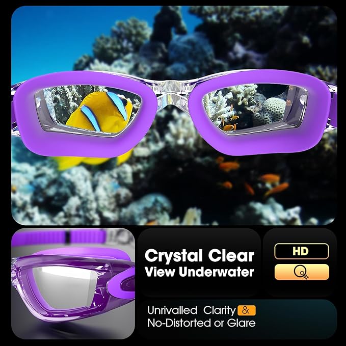 Braylin Swim Goggles, 2-Pack Swimming Goggles, Anti Fog, No Leaking For Adult Women Men Youth