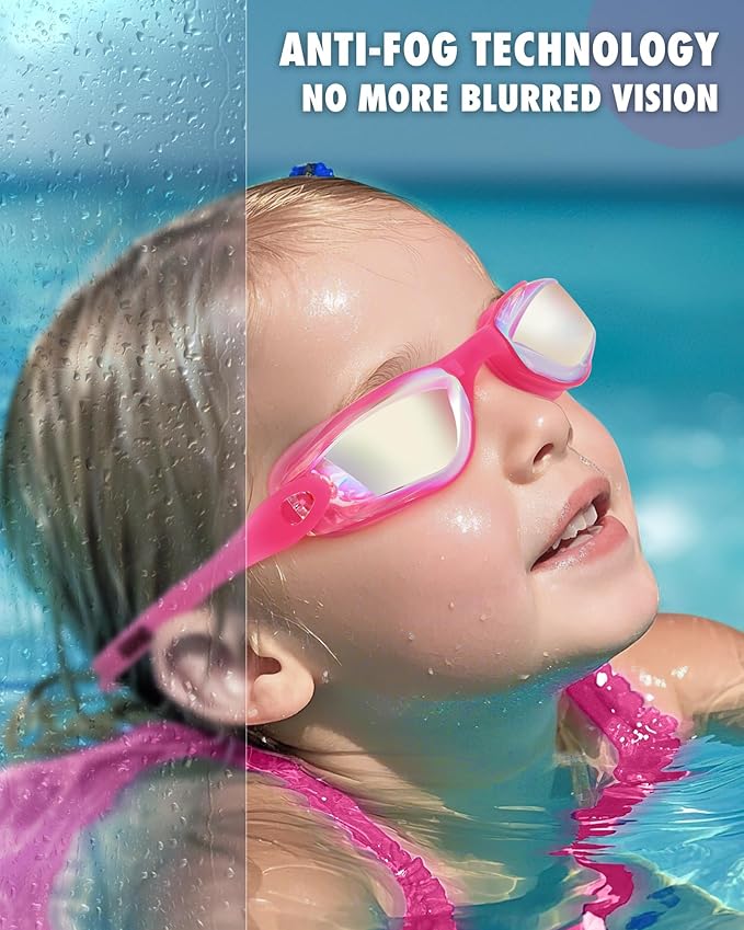 Aegend Swim Goggles for Kids Youth 3-14 Anti-Fog Anti-UV Comfort Fit Goggles for Swimming