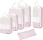 Narwey 6 Set/5 Set Compression Packing Cubes for Travel Kids Women Carry on, Packing Organizers Bag for Backpack Luggage Suitcase Duffle Bags