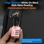 Forge TSA Approved Cable Luggage Locks, 2 Pink Locks, Re-settable Combination with Alloy Body
