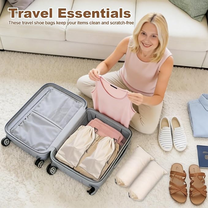10 Pcs Single Shoe Bags for Travel,18"X9"shoe travel bag for Packing Dustproof Shoe Bag storage Sneaker Travel Bags Washable & Reusable dust bags for Boots Handbags Shoes & Toys