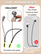 HALLJOY for Galaxy Buds 4/4 Pro/Buds 3/3 Pro Strap Neckband, Anti-Lost Accessories, Support Volume Control, Ergonomic Design, Fit Airpods Pro 3/2/1, Airpods 4, 3, 2, 1, Black Band/Yellow Tip