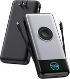 FOCHEW Portable Charger for iPhone with Built-in Cables and AC Wall Plug,26800mah Fast Charging USB C Power Bank,25W PD Travel Essential Battery Pack for iPhone 17/16/15/14/13/12,Galaxy,Apple Watch