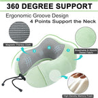 urnexttour Travel Pillow and Blanket Set Neck Pillows Soft Blankets with Sleep Mask Travel Essentials for Airplane Car Memory Foam Sage Green