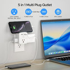 3 Pack Cruise Ship Approved Outlet Extender, Non Surge Protector Power Strip with 3 AC Outlets & 2 USB (1 USB-C), Multi Plug Adapter, Travel Cruise Essentials, ETL Listed.