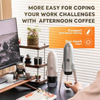 Portable Electric Espresso Machine Travel Coffee Maker for Camping 3 in 1 Self-Heating for Ground Coffee & DG NS Capsule Pods For Travel Camping and Hiking (Bright White)