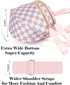 Black and White Checkered Crossbody Bag Bum Bag for Women,Spacious Checkered Purse Fanny Packs Belt Bag