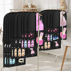 Woanger 6 Pcs Garment Bags for Dance Costumes Clear PVC with Zippers Garment Bag with Pockets Dance Costume Organizer Carrier for Storage Cover for Adult(Black,20'' X 40'',24'' X 50'',24'' X 60'')