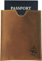 WANDERINGS Leather Passport Holder – Travel - Handmade Genuine Leather Wallet with Passport Pocket and Card Slots - RFID Blocking for Security Against Data Theft