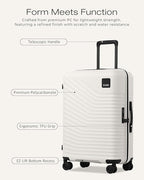 Coolife Carry On Luggage Expandable Hardside Upgrade PC Durable Lightweight Travel Suitcases with Dual Spinner Wheels & TSA Lock (White, Carry-On 20-Inch)