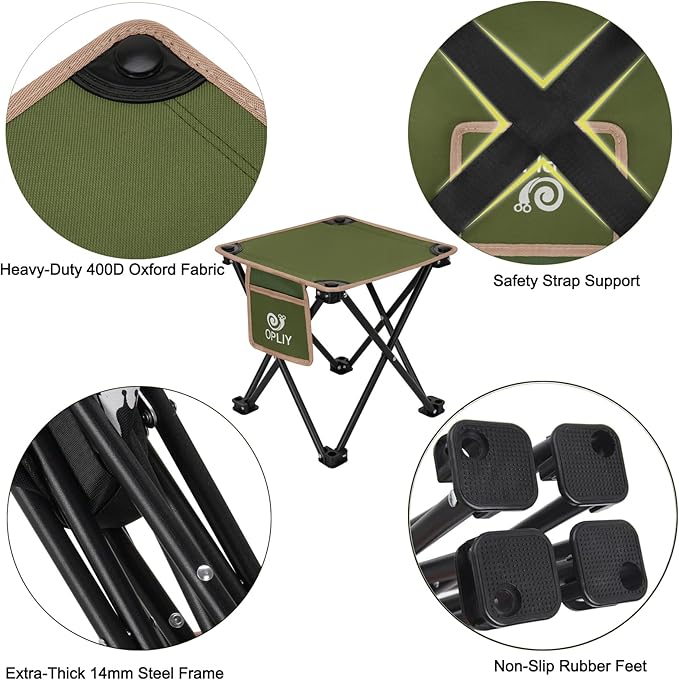 Opliy Camping Stool 2 Pack,Portable Folding Stool for Outdoor Gardening and Beach Hiking Fishing,Foot Stool with Carry Bag (Green)