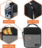 opux Premium Insulated Lunch Box, Soft School Lunch Bag for Kids Boys Girls, Leakproof Small Lunch Pail Men Women Work, Reusable Compact Cooler Tote Lunchbox for Office Adult, Heather Grey