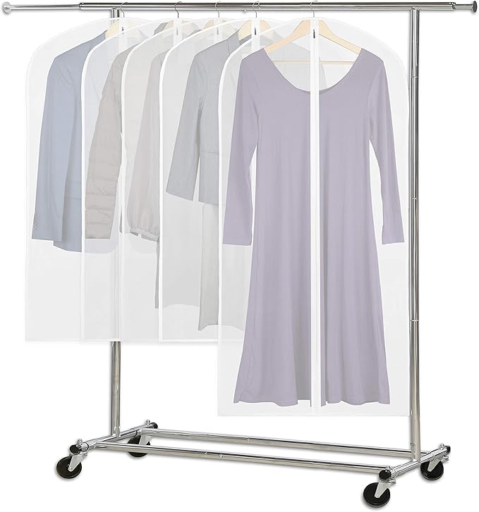Simple Houseware 40-Inch Clear Garment Bags with Zipper for Suits, Dresses, Costumes, Uniforms - 5 Pack